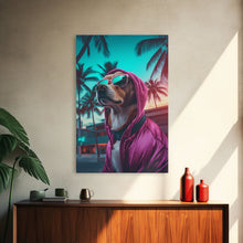 Cargar imagen en el visor de la galería, Corgi In Hot Pink Hoodie Sunglasses Wall Print, Dog Portrait, Dog Art Print, Framed Wall Art, Framed Canvas, Wall Print, Wall Canvas
