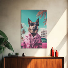 Carregar imagem no visualizador da galeria, German Shepherd Pink Suit Wall Print, Animal Wall Art, Dog Portrait, Dog Art Print, Framed Wall Art, Framed Canvas, Wall Print, Wall Canvas
