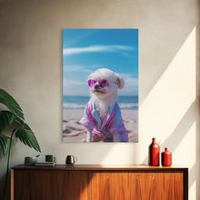 Load image into Gallery viewer, CShih Tzu In Beach Sunglasses Wall Print, Dog Décor, Dog Print, Dog Portrait, Framed Wall Art, Framed Canvas, Wall Print, Wall Canvas
