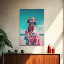 Cargar imagen en el visor de la galería, Chihuahua In Pink Shirt Sunglasses Wall Print, Beach Art, Dog Print, Dog Portrait, Framed Wall Art, Framed Canvas, Wall Print, Wall Canvas

