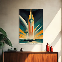 Carregar imagem no visualizador da galeria, Art Deco Style Spaceship, Space Exploration, Science Fiction / SciFi Canvas Print, Ready to Hang Wall Art

