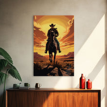 Load image into Gallery viewer, Cowboy Wall Decor, 12x18 Art Print, Equestrian Wall Art, Western Decor, Southwestern Art, Wild West Painting Wall Art, Framed Canvas Print
