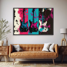 Load image into Gallery viewer, Electric Guitar Graffiti Punk Pop Art, Instrument Drawings, Framed Canvas Print, Pop Art, Splatter Art, Large Living Room Wall Decorr
