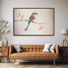 Cargar imagen en el visor de la galería, Colorful Oriole Bird On a Branch, Watercolor, Framed Canvas Print, Birdwatcher Art
