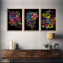Carregar imagem no visualizador da galeria, Beautiful Wildflowers Canvas Prints  - Set of 3 - Framed Wall Art- Wild Flowers - Mother&#39;s Day - Gift For Her - Floral / Botanical Art
