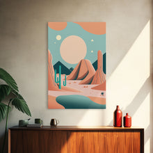 Load image into Gallery viewer, Scandinavian Inspired Midwestern Pop Art, Minimalist Boho Style Desert Landscape, Framed Canvas Print, Western Abstract Art
