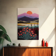 Carregar imagem no visualizador da galeria, Boho Style Mountain Landscape, Minimalist Art, Sunset Over The Mountains
