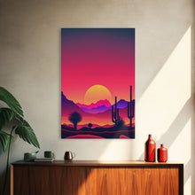 Load image into Gallery viewer, Framed Canvas Art Print - Desert Landscape at Sunset - Pop Art Style - Home Decor - Southwest Art, California Desert Decor
