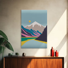Load image into Gallery viewer, Surrealist Mountain Landscape, Abstract, Framed Canvas Print, Pink Mountains
