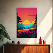 Load image into Gallery viewer, Retro Pop Art Landscape, Surrealist / Psychedelic Art, Framed Canvas Print, Nature Art
