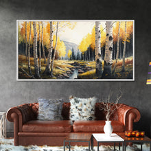 Load image into Gallery viewer, Birch Tree Wall Art, Nursery Forest, Framed Forest Canvas Print, Birch Trees, Watercolor, Landscape Forest Art
