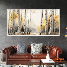 Carregar imagem no visualizador da galeria, Canvas Print Of Abstract Birch Oil Painting, Large Original Art, Fall Birch Forest ,Contemporary Living Room Wall Art Decor
