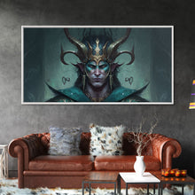 Carregar imagem no visualizador da galeria, Aesthetic Loki the Trickster God, Norse Mythology, Framed Canvas Print, Extra Large Art, Fantasy Decor, Pastel Aesthetic Art
