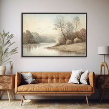 Load image into Gallery viewer, Farmhouse Wall Art, Retro / Vintage Style Landscape, Framed Canvas Print, Boho Style Minimalist Art, Framed Wall Art
