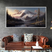 Load image into Gallery viewer, Mountain Canvas Print Wall Art, Mountain Landscape Painting, Mount Rainier, Washington Mountains, Travel  Art, Watercolor Painting
