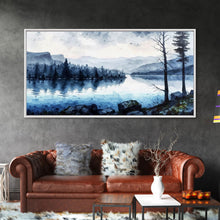 Load image into Gallery viewer, Blue Lagoon, Pacific Northwest Lake Art, Framed Canvas Print, Blue Wall Art, Watercolor Painting, Original Landscape Art Painting
