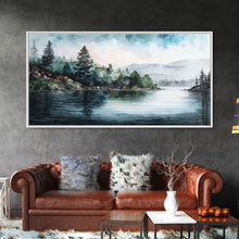 Load image into Gallery viewer, framed lake landscape art | framed wall art | living room wall decor | Canvas Print | minimalist landscape | abstract landscape art | Rustic
