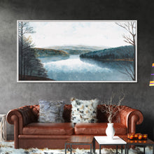 Load image into Gallery viewer, Blue Lake Art | Framed Canvas Print | Blue Lake Painting | Lake House Decor | Guest Room Landscape Painting | Detroit Lake Painting
