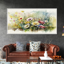 Carregar imagem no visualizador da galeria, Abstract Watercolor Wildflower Meadow Painting, Canvas Print, Colorful Botanical Art Prints, Abstract flower Art, Extra Large Painting
