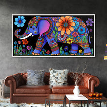 Load image into Gallery viewer, Elephant Art, Wall Art, Framed Canvas Print, Canvas Art, Indian Style Abstract Elephant With Flowers

