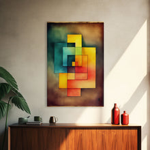 Load image into Gallery viewer, Framed Canvas Print Wall Art Set Color Blocks Abstract Shapes Illustrations Mid Century Modern Wall Art Boho Decor Abstract Wall Art
