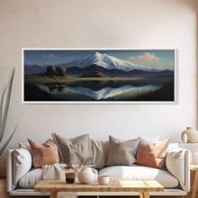 Cargar imagen en el visor de la galería, Contemporary Mountain Oil Painting Framed Canvas Print | Huge Wall Decor | Panoramic Nature / Landscape Painting | Wood Frame Art
