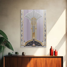 Load image into Gallery viewer, Art Deco Wall art, Framed Canvas Print, Art Deco, Gold art, Pastel colors, Midcentury Modern, Office decor, Living room art, Beautiful art
