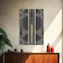 Load image into Gallery viewer, Art Deco Pattern Wall art - Framed Canvas Print - Art Deco - Abstract art - Gold &amp; gray art - MCM Art - Original painting - Geometric art

