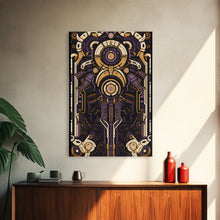Carregar imagem no visualizador da galeria, Art Deco Pattern Wall art, Framed Canvas Print, Art Deco, Patterns art, Yellow &amp; purple art, Ornament art, Colorful painting, Light colors
