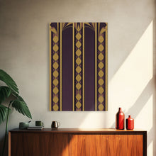Load image into Gallery viewer, Art Deco Pattern Wall art, Framed Canvas Print, Art Deco, Canvas Wall art, Purple &amp; gold art, Canvas wall art, Abstract art, Geometric art
