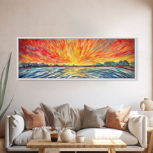 Carregar imagem no visualizador da galeria, Abstract Beach Wall Art, Colorful Abstract Nature, Framed Abstract Print Art, Sunset, Beach, Vibrant Art, Panoramic, Wall Art, Canvas Print
