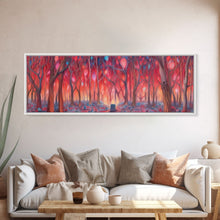Load image into Gallery viewer, Enchanted Forest Art, Abstract Forest Art, Pink Forest, Pastel Wood, Wall Decor, Large Canvas Print, Panoramic, Wall Art, Canvas Print
