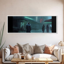 Cargar imagen en el visor de la galería, City Canvas Art Print, City Art, Dark Night Street Art, Urban Art, Neon Lights In City, Large Urban Art, Panoramic, Wall Art, Canvas Print
