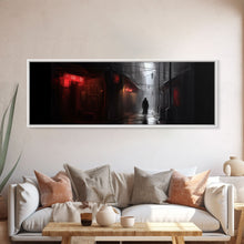 Cargar imagen en el visor de la galería, City Canvas Art Print, Asian City Art, Dark Night Street Art, Abstract Urban Art, Large Urban Art, Panoramic, Wall Art, Canvas Print
