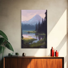 Carregar imagem no visualizador da galeria, Beautiful Mountain and Stream Landscape Watercolor Painting, Framed Canvas Print, Nature / Landscape Painting
