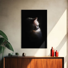 Load image into Gallery viewer, Portrait of a Beautiful Cat Sitting In The Sun, Framed Canvas Print, Cat Art, Cat Photography, Cat Wall Art
