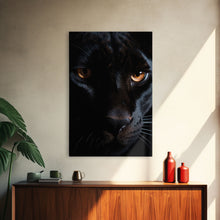 Load image into Gallery viewer, Portrait Of A Predator, Black Cat, Black Panther Photography, Framed Canvas Print, Wood Frame Wall Art
