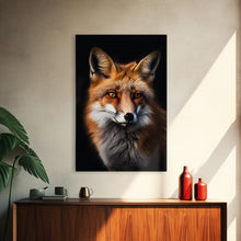Load image into Gallery viewer, Portrait of a Red Fox, Framed Canvas Print, Framed Wall Art, Fox Photography, Wild Life Art
