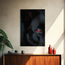 Carregar imagem no visualizador da galeria, Animal Prints, Black Wolf With Red Eyes, Portrait Of A Wolf, Framed Canvas Print, Wolf Photography Art
