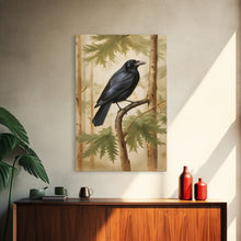 Load image into Gallery viewer, Crow Wall Art, Black Bird Wall Decor, Animal Wall Art, Trees, Nature, Modern Print, Wall Decor, Canvas Print, Wall Art, Framed Canvas
