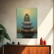 Carregar imagem no visualizador da galeria, Frog Wall Art, Frog Balancing On Rocks, Zen Animal Wall Art, Nature, Modern Print, Wall Decor, Canvas Print, Wall Art, Framed Canvas

