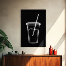 Load image into Gallery viewer, Disposable Plastic Cup Wall Art, Kitchen Wall Art, Cup With Straw, Minimalist Print, Wall Decor, Canvas Print, Wall Art, Framed Canvas
