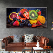 Cargar imagen en el visor de la galería, Fruits Wall Art, Food Art, Berries, Kiwi, Orange, Kitchen Wall Decor, Panoramic Wall Decor, Canvas Print, Wall Art, Framed Canvas Art
