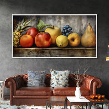 Cargar imagen en el visor de la galería, Fruits Wall Art, Food Art, Pineapple, Apples, Orange, Kitchen Wall Decor, Panoramic Wall Decor, Canvas Print, Wall Art, Framed Canvas Art
