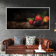 Cargar imagen en el visor de la galería, Fruits Wall Art, Food Art, Strawberries, Peach, Kitchen Wall Decor, Panoramic Wall Decor, Canvas Print, Wall Art, Framed Canvas Art
