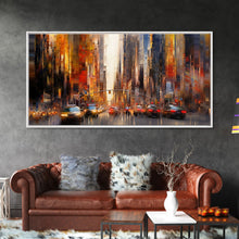Carregar imagem no visualizador da galeria, Abstract Cityscape Wall Art, City Wall Decor, Urban Art, Traffic Wall Art, Panoramic Wall Decor, Canvas Print, Wall Art, Framed Canvas Art
