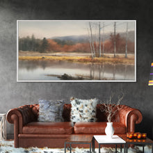 Carregar imagem no visualizador da galeria, Autumn Landscape Wall Decor, Creek Wall Art, Nature Painting Wall Decor, Panoramic Wall Decor, Canvas Print, Wall Art, Framed Canvas Art
