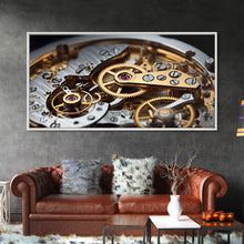 Load image into Gallery viewer, Clock Wall Decor, Watch Mechanism Wall Art, Watch Gears Wall Art, Panoramic Wall Decor, Canvas Print, Wall Art, Framed Canvas Art
