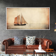Carregar imagem no visualizador da galeria, Foggy Ocean Wall Art, Ship Painting Wall Decor, Abstract Wall Decor, Panoramic Wall Decor, Canvas Print, Wall Art, Framed Canvas Art
