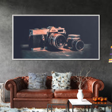 Cargar imagen en el visor de la galería, Film Camera Wall Decor, Camera Wall Art, Retro Wall Art, Photography Art, Panoramic Wall Decor, Canvas Print, Wall Art, Framed Canvas Art
